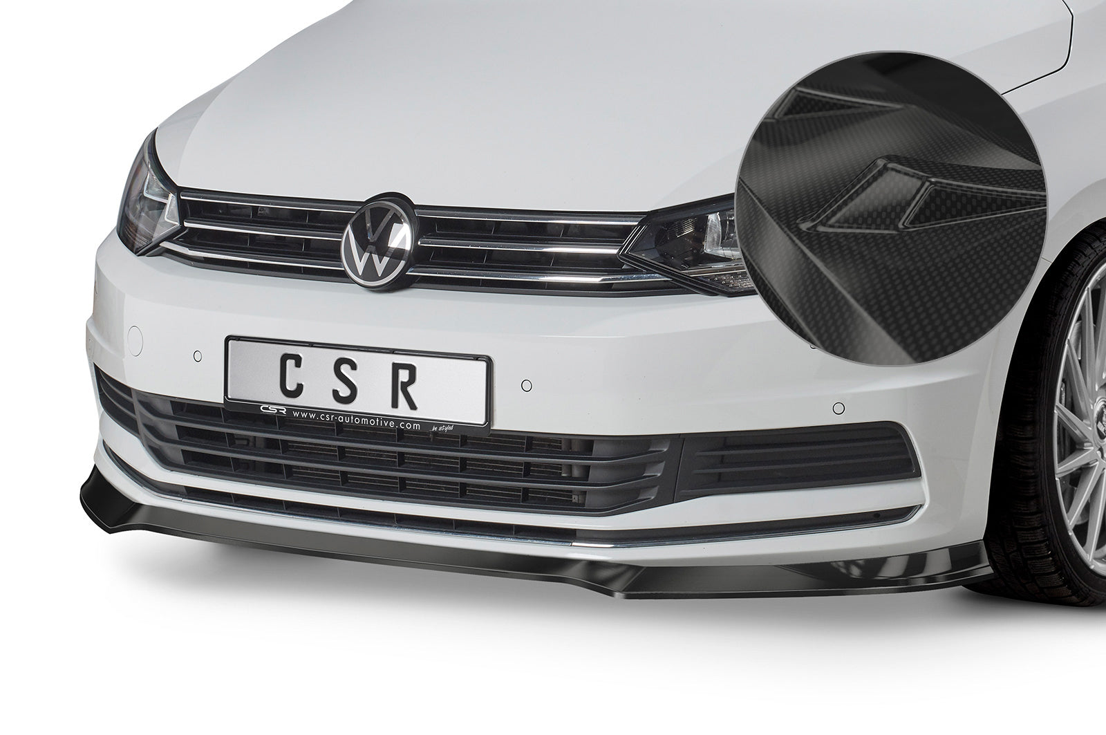 CSR Frontspoiler | Cup-Spoilerlippe mit ABE für VW Touran II (Typ 5T) CSL517-C Carbon Look Hochglanz (keine Lackierung erforderlich)
