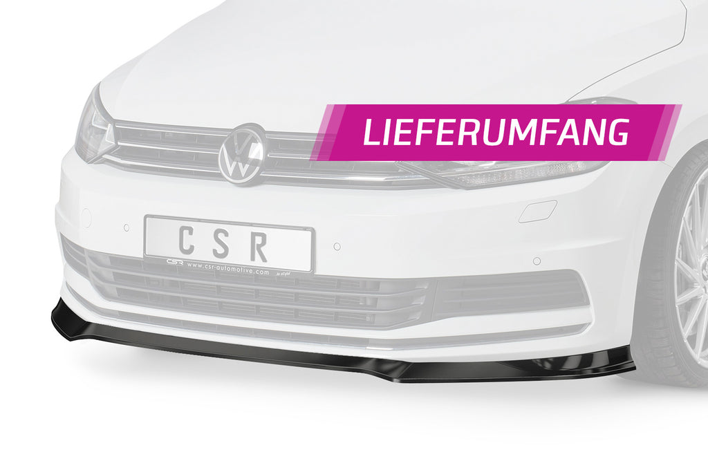 CSR Frontspoiler | Cup-Spoilerlippe mit ABE für VW Touran II (Typ 5T) CSL517-C Carbon Look Hochglanz (keine Lackierung erforderlich)