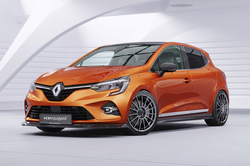 CSR Frontspoiler | Cup-Spoilerlippe mit ABE für Renault Clio V CSL520-C Carbon Look Hochglanz (keine Lackierung erforderlich)