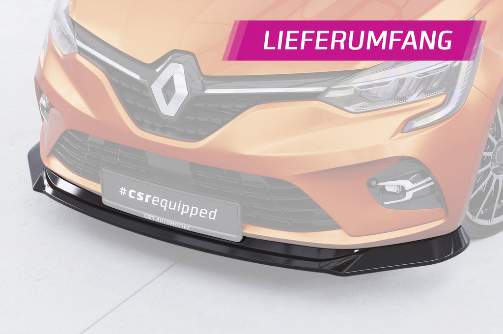 CSR Frontspoiler | Cup-Spoilerlippe mit ABE für Renault Clio V CSL520-C Carbon Look Hochglanz (keine Lackierung erforderlich)