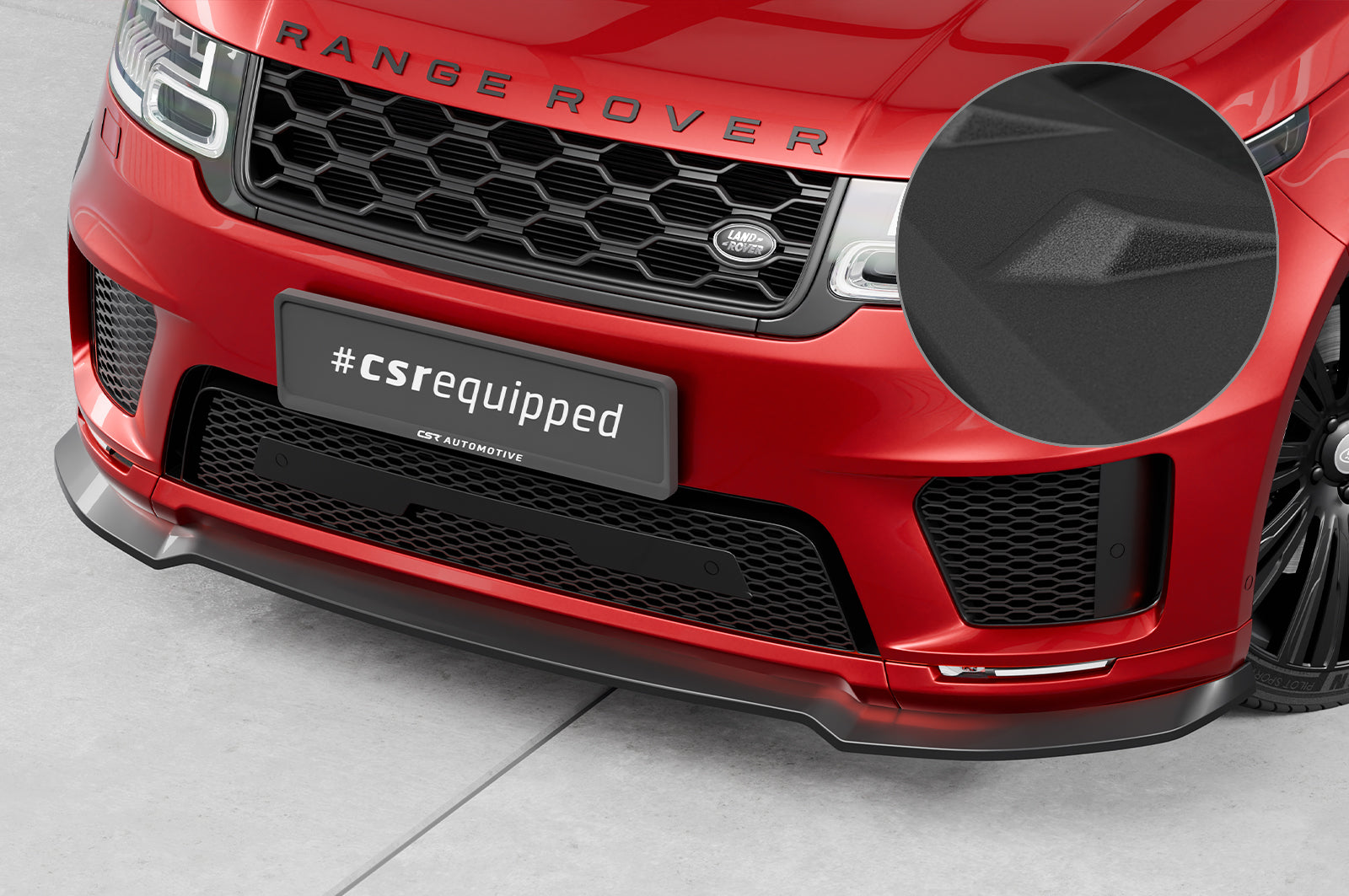 CSR Frontspoiler | Cup-Spoilerlippe mit ABE für Land Rover Range Rover Sport (L494) CSL521-S Strukturiert schwarz matt (keine Lackierung erforderlich)