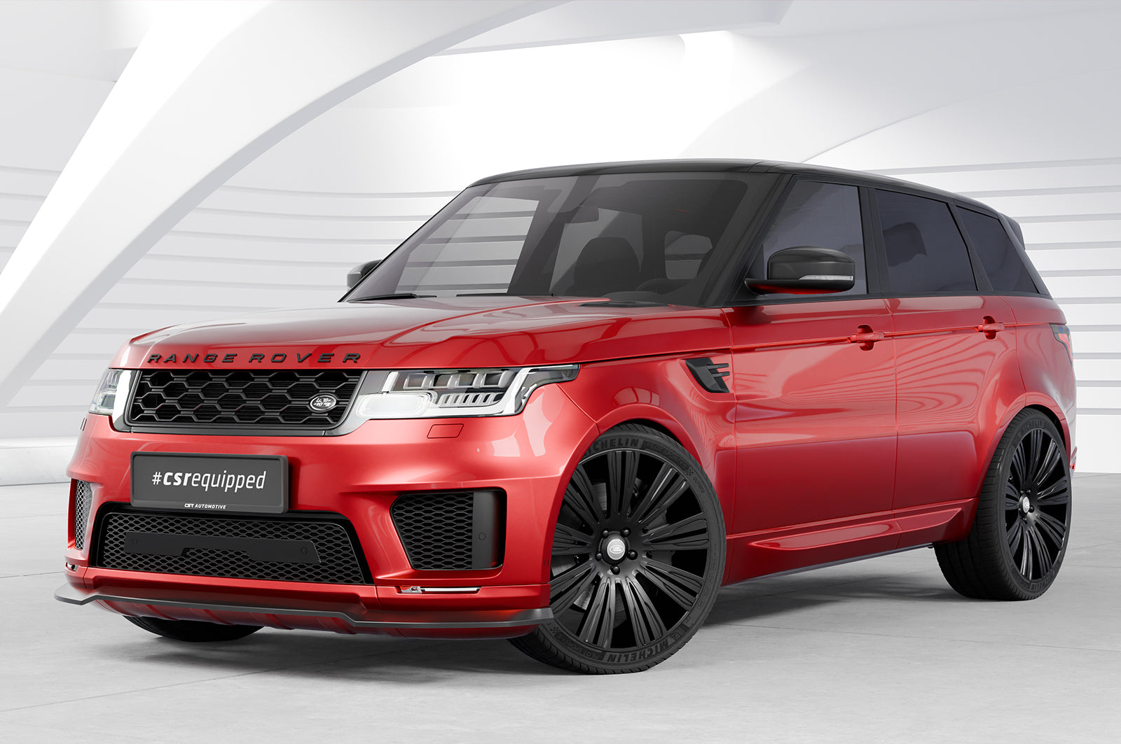 CSR Frontspoiler | Cup-Spoilerlippe mit ABE für Land Rover Range Rover Sport (L494) CSL521-G Glossy schwarz Hochglanz (keine Lackierung erforderlich)
