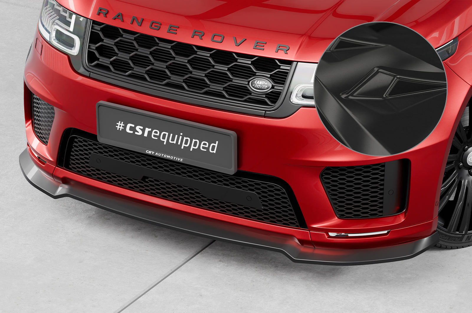 CSR Frontspoiler | Cup-Spoilerlippe mit ABE für Land Rover Range Rover Sport (L494) CSL521-G Glossy schwarz Hochglanz (keine Lackierung erforderlich)
