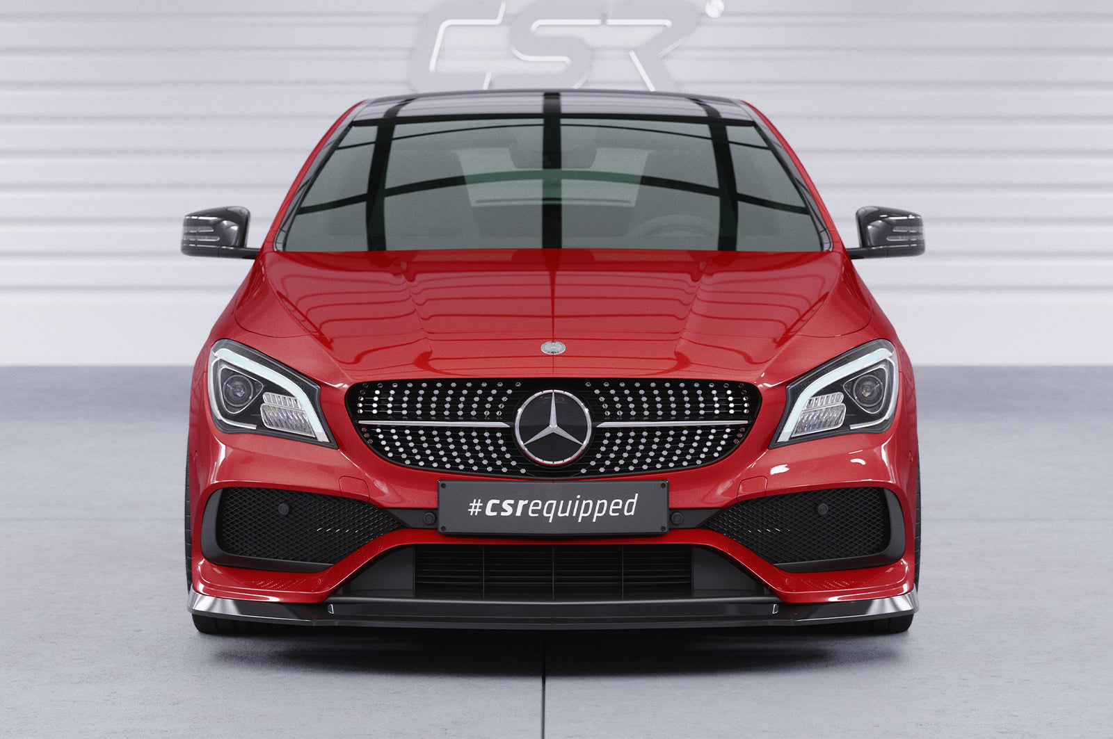 CSR Frontspoiler | Cup-Spoilerlippe mit ABE für Mercedes-Benz CLA 117 AMG-Line CSL522-C Carbon Look Hochglanz (keine Lackierung erforderlich)