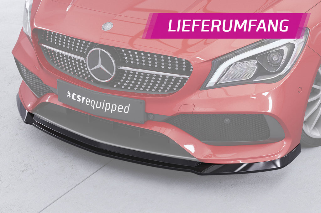 CSR Frontspoiler | Cup-Spoilerlippe mit ABE für Mercedes-Benz CLA 117 AMG-Line CSL522-C Carbon Look Hochglanz (keine Lackierung erforderlich)