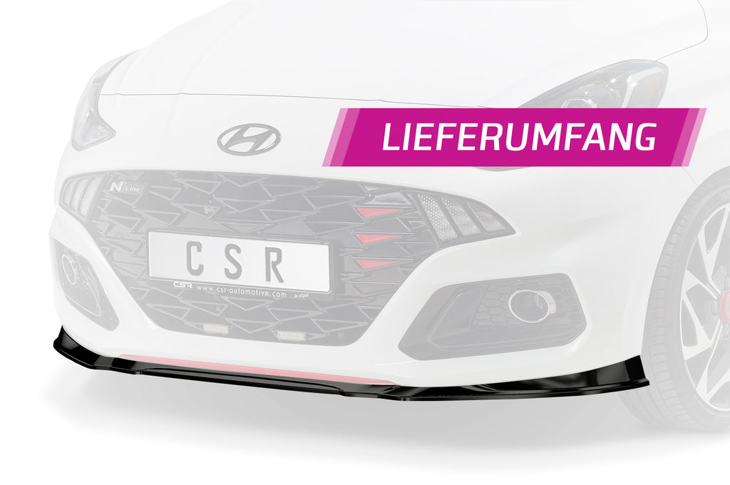 CSR Frontspoiler | Cup-Spoilerlippe mit ABE für Hyundai i10 (3. Gen) N-Line CSL525-C Carbon Look Hochglanz (keine Lackierung erforderlich)
