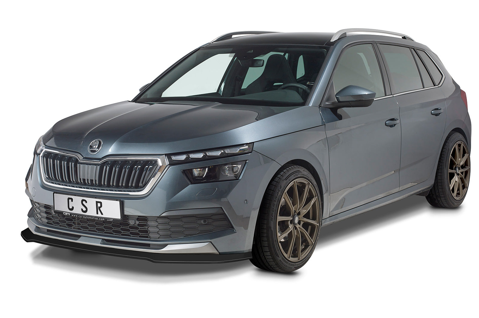 CSR Frontspoiler | Cup-Spoilerlippe mit ABE für Skoda Kamiq CSL527-C Carbon Look Hochglanz (keine Lackierung erforderlich)
