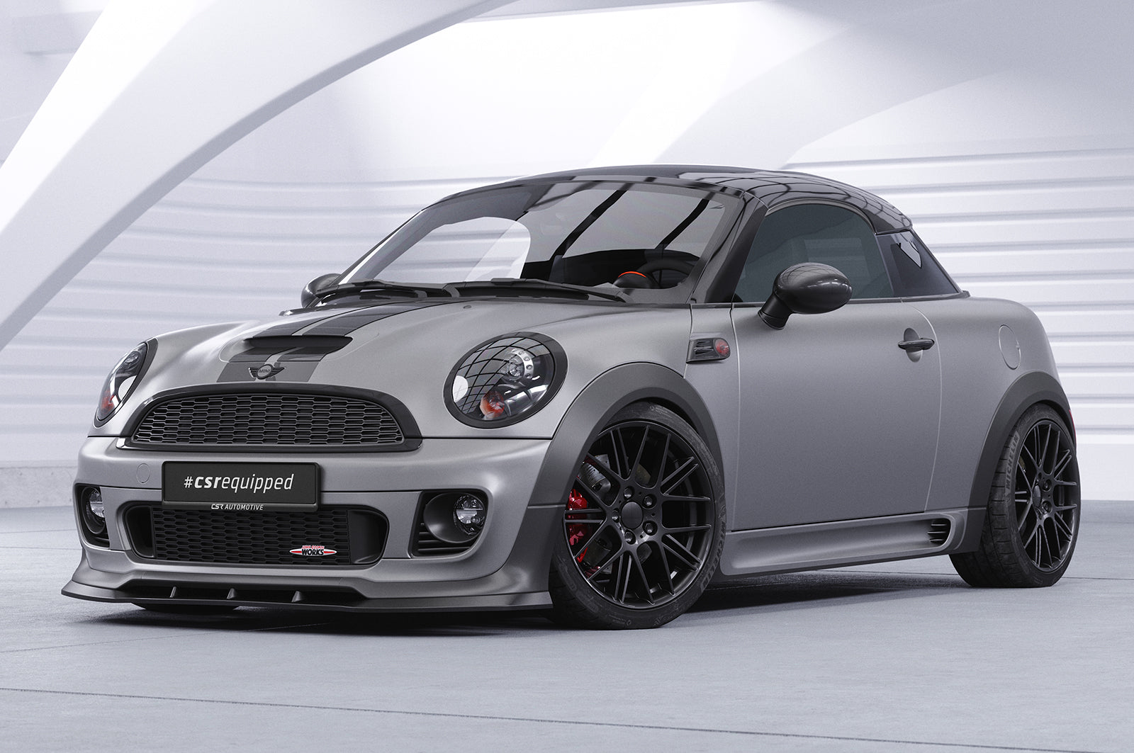 CSR Frontspoiler | Cup-Spoilerlippe mit ABE für Mini Cooper Coupe JCW (R58/R59) CSL529-L Unlackiert roh (Lackierung erforderlich)