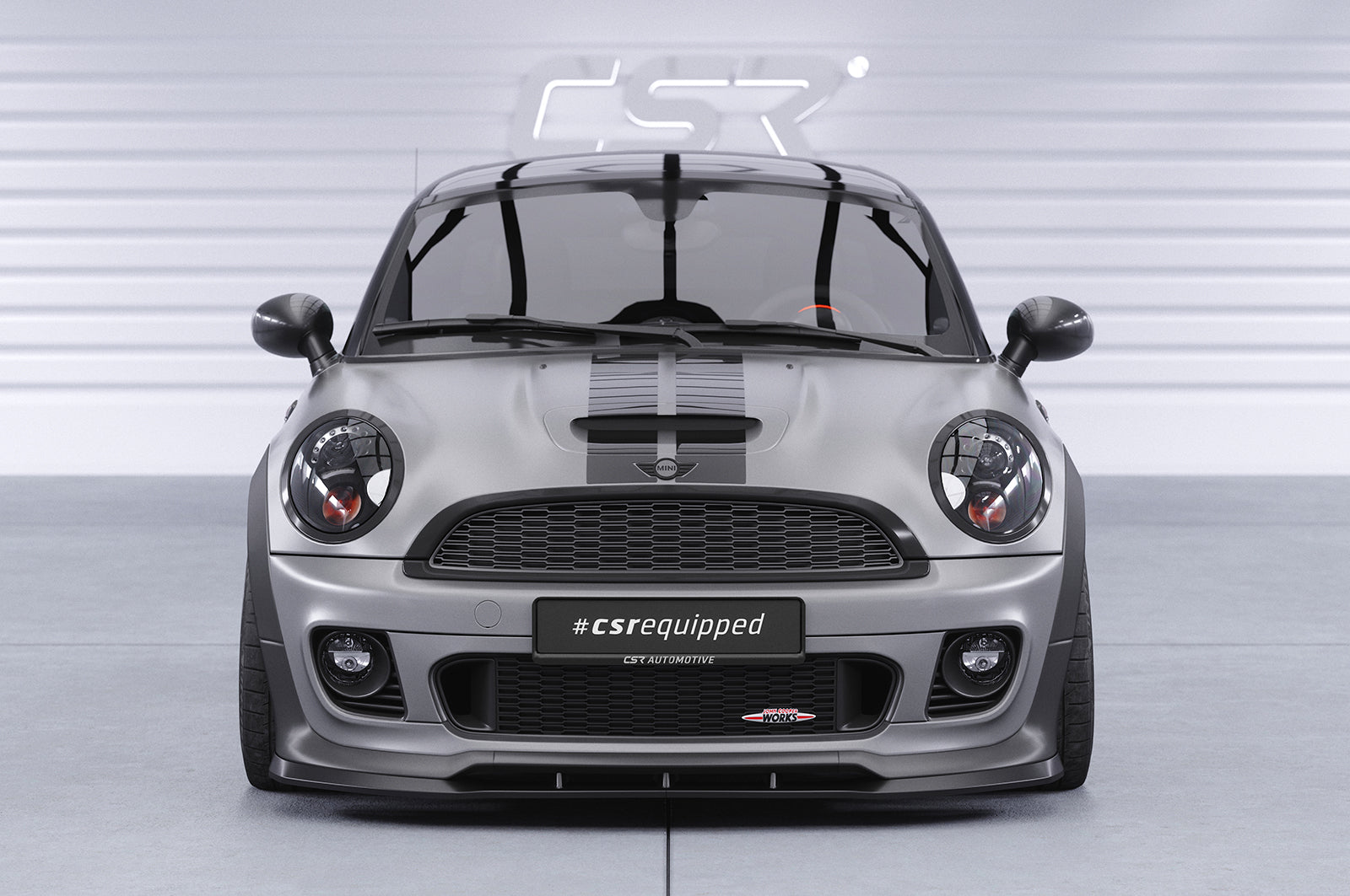CSR Frontspoiler | Cup-Spoilerlippe mit ABE für Mini Cooper Coupe JCW (R58/R59) CSL529-L Unlackiert roh (Lackierung erforderlich)
