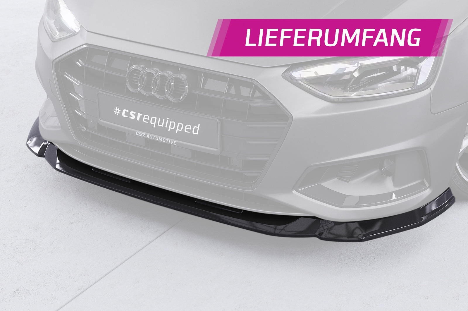 CSR Frontspoiler | Cup-Spoilerlippe mit ABE für Audi A4 B9 (Typ 8W) CSL530-L Unlackiert roh (Lackierung erforderlich)