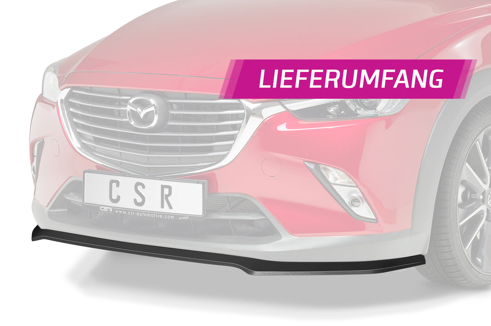 CSR Frontspoiler | Cup-Spoilerlippe mit ABE für Mazda CX3 CSL533-C Carbon Look Hochglanz (keine Lackierung erforderlich)