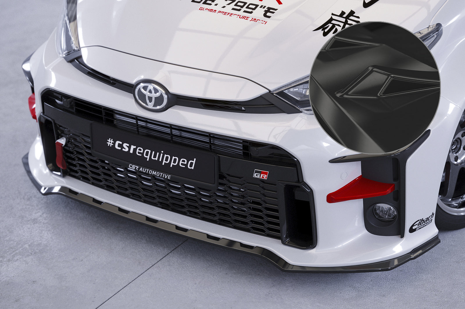 CSR Frontspoiler | Cup-Spoilerlippe mit ABE für Toyota GR Yaris (XP21) CSL535-G Glossy schwarz Hochglanz (keine Lackierung erforderlich)