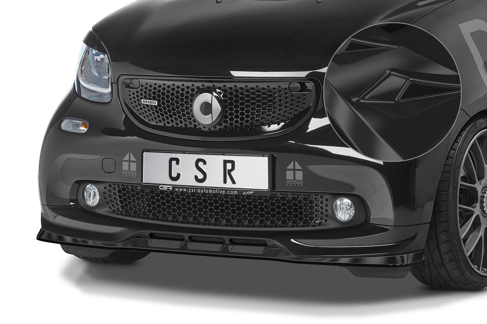 CSR Frontspoiler | Cup-Spoilerlippe mit ABE für Smart fortwo 453 Brabus CSL542-G Glossy schwarz Hochglanz (keine Lackierung erforderlich)