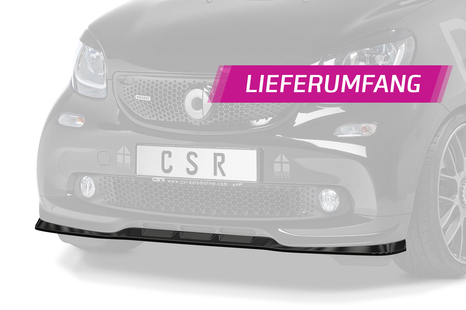 CSR Frontspoiler | Cup-Spoilerlippe mit ABE für Smart fortwo 453 Brabus CSL542-C Carbon Look Hochglanz (keine Lackierung erforderlich)