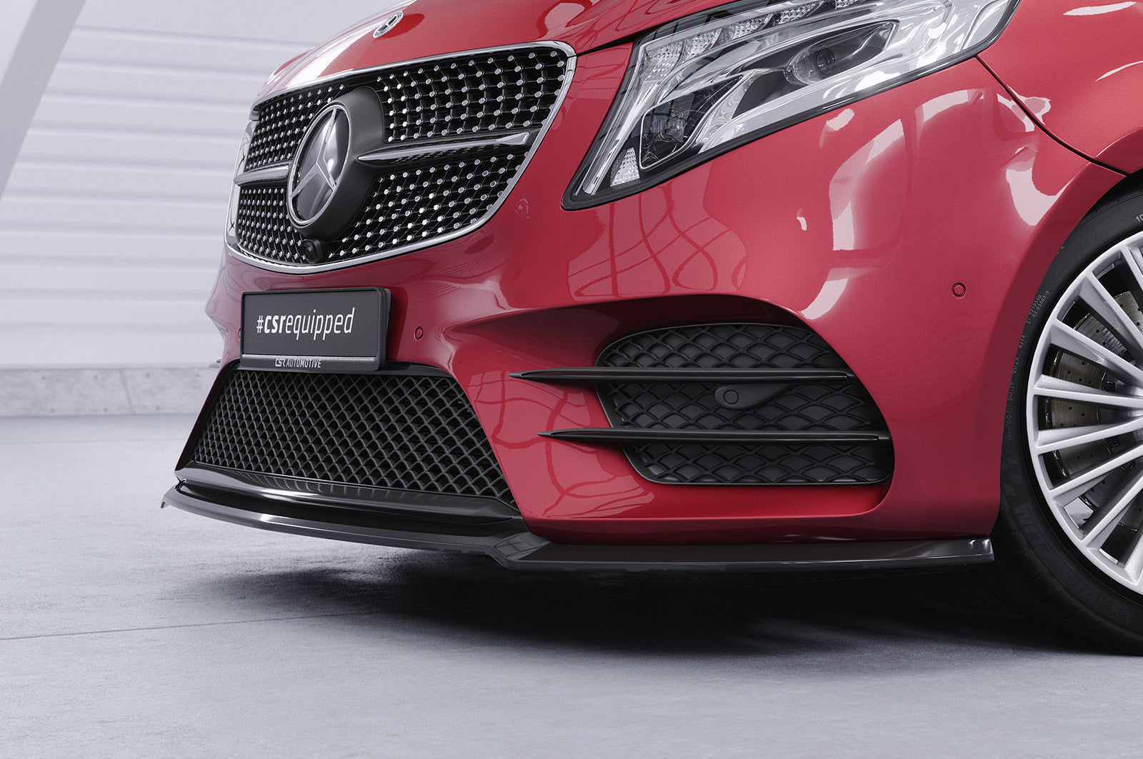 CSR Frontspoiler | Cup-Spoilerlippe mit ABE für Mercedes-Benz V-Klasse 447 AMG-Line CSL545-S Strukturiert schwarz matt (keine Lackierung erforderlich)