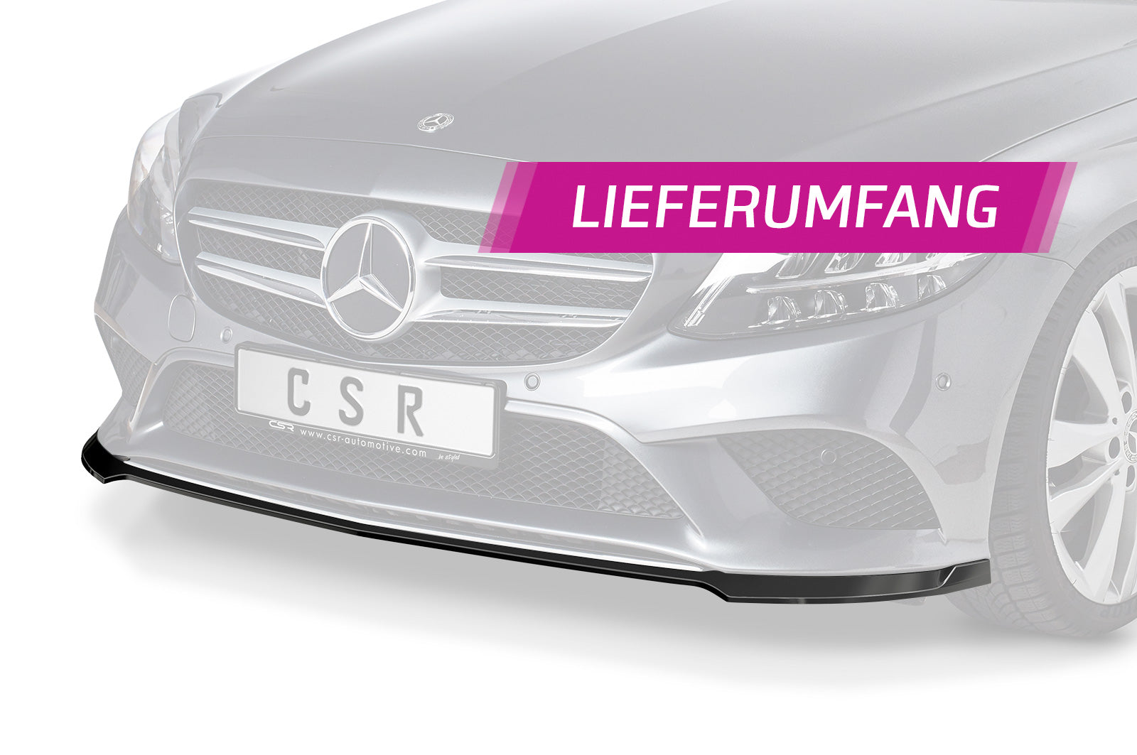 CSR Frontspoiler | Cup-Spoilerlippe mit ABE für Mercedes-Benz C-Klasse W205 CSL546-C Carbon Look Hochglanz (keine Lackierung erforderlich)