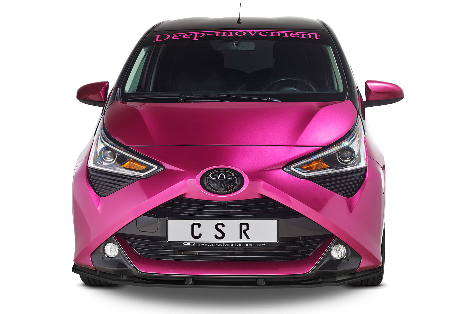 CSR Frontspoiler | Cup-Spoilerlippe mit ABE für Toyota Aygo 2 Facelift CSL548-C Carbon Look Hochglanz (keine Lackierung erforderlich)