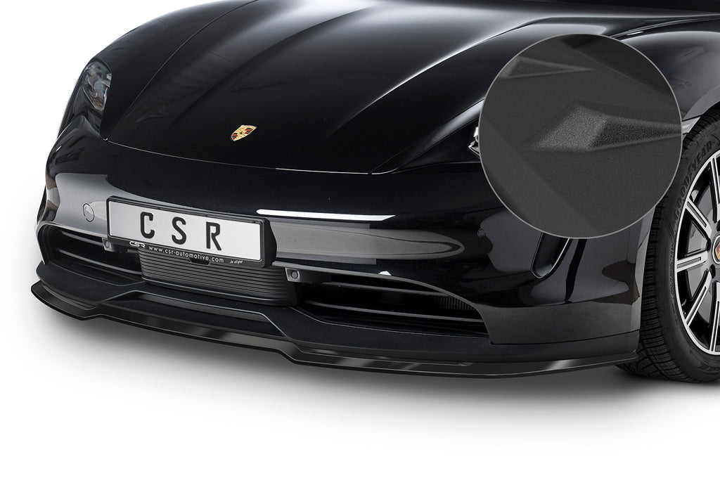 CSR Frontspoiler | Cup-Spoilerlippe mit ABE für Porsche Taycan / Taycan 4S CSL549-S Strukturiert schwarz matt (keine Lackierung erforderlich)