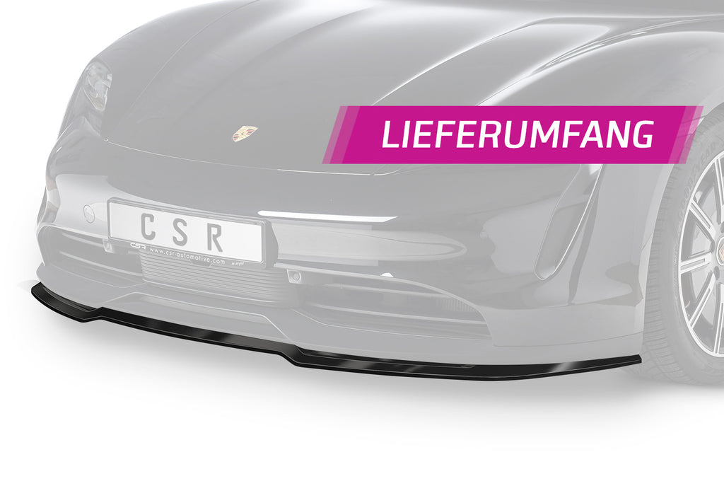 CSR Frontspoiler | Cup-Spoilerlippe mit ABE für Porsche Taycan / Taycan 4S CSL549-G Glossy schwarz Hochglanz (keine Lackierung erforderlich)