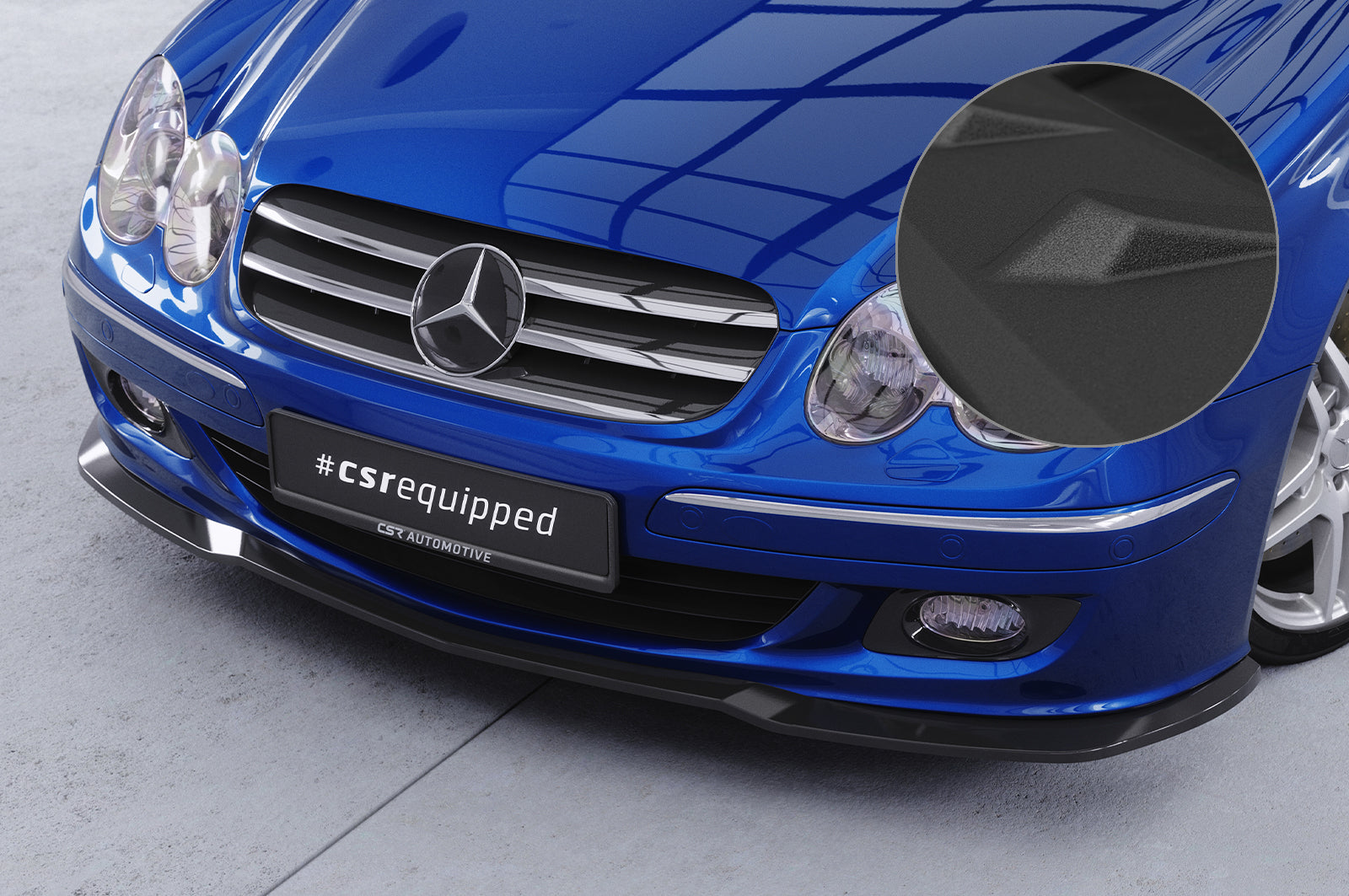 CSR Frontspoiler | Cup-Spoilerlippe mit ABE für Mercedes-Benz CLK A209 / C209 CSL550-S Strukturiert schwarz matt (keine Lackierung erforderlich)