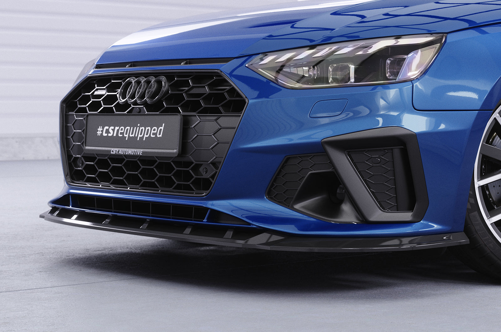 CSR Frontspoiler | Cup-Spoilerlippe mit ABE für Audi A4 / S4 B9 (8W) CSL561-C Carbon Look Hochglanz (keine Lackierung erforderlich)