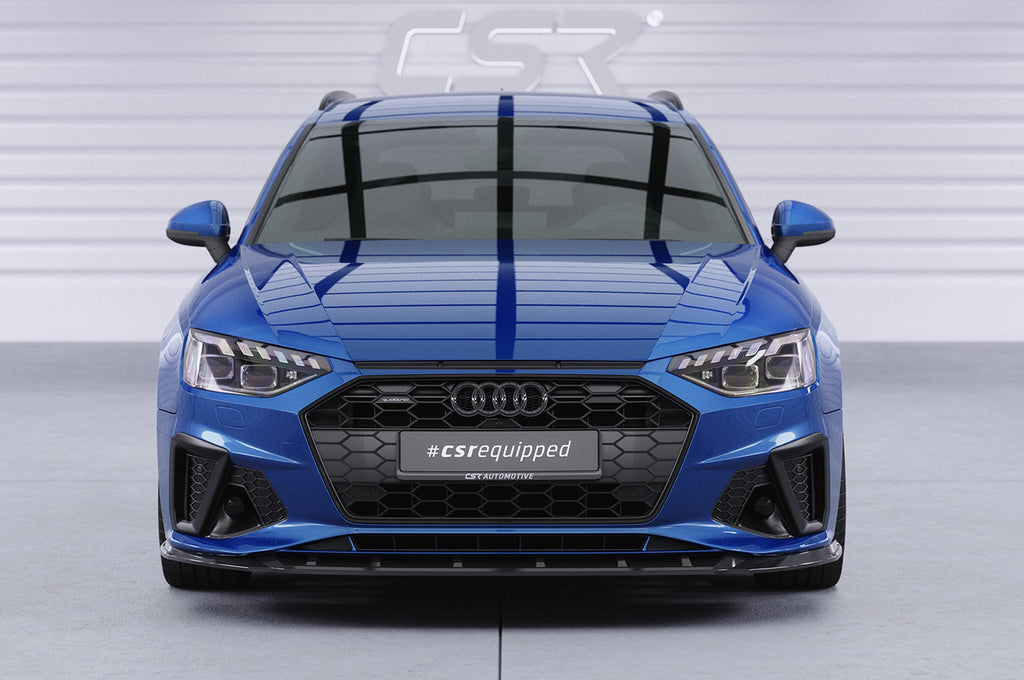CSR Frontspoiler | Cup-Spoilerlippe mit ABE für Audi A4 / S4 B9 (8W) CSL561-C Carbon Look Hochglanz (keine Lackierung erforderlich)