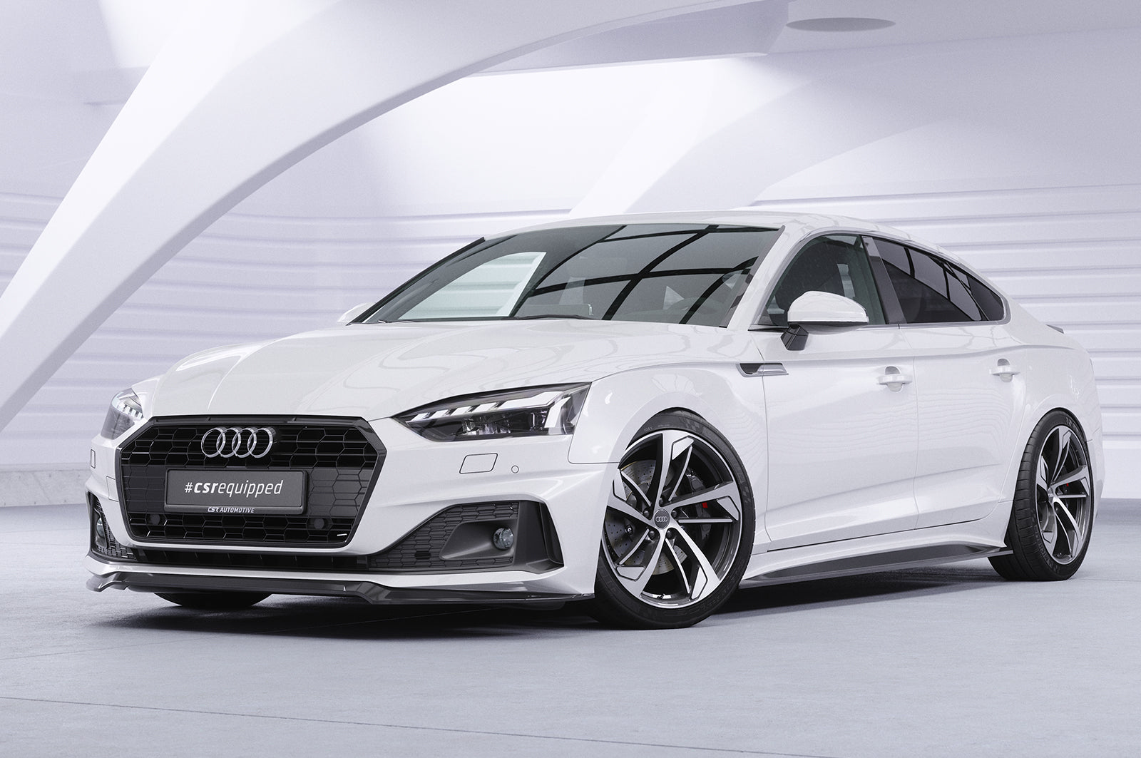 CSR Frontspoiler | Cup-Spoilerlippe mit ABE für Audi A5 F5  Basis / Advanced CSL562-G Glossy schwarz Hochglanz (keine Lackierung erforderlich)
