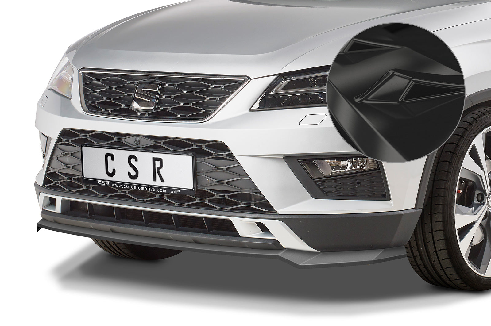 CSR Frontspoiler | Cup-Spoilerlippe mit ABE für Seat Ateca (Typ 5FP, KH7) CSL567-G Glossy schwarz Hochglanz (keine Lackierung erforderlich)