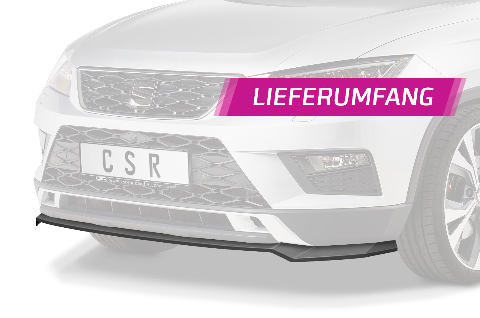 CSR Frontspoiler | Cup-Spoilerlippe mit ABE für Seat Ateca (Typ 5FP, KH7) CSL567-L Unlackiert roh (Lackierung erforderlich)