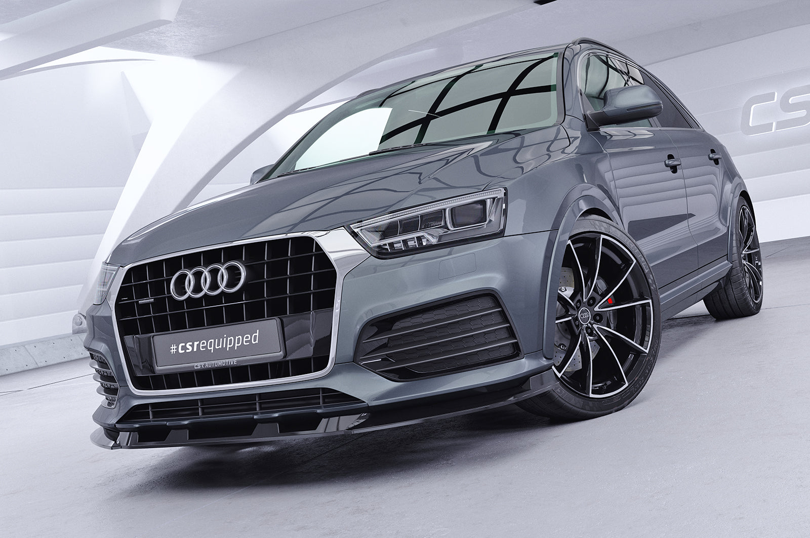 CSR Frontspoiler | Cup-Spoilerlippe mit ABE für Audi Q3 (8U) CSL570-C Carbon Look Hochglanz (keine Lackierung erforderlich)