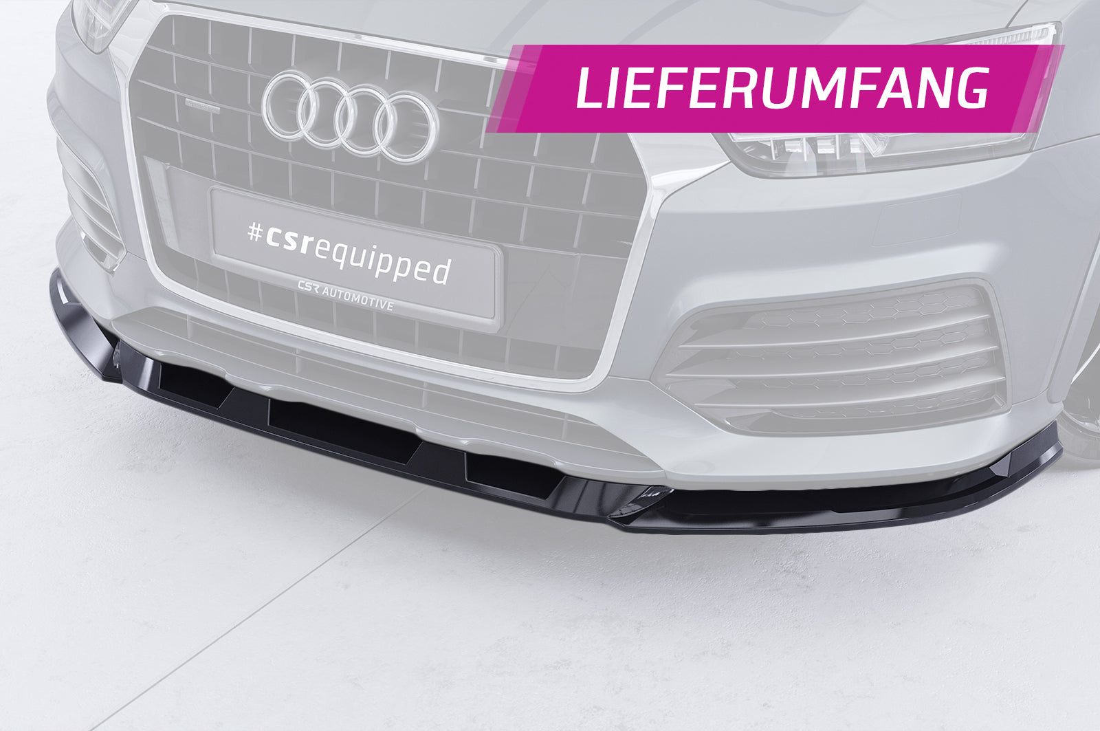 CSR Frontspoiler | Cup-Spoilerlippe mit ABE für Audi Q3 (8U) CSL570-C Carbon Look Hochglanz (keine Lackierung erforderlich)