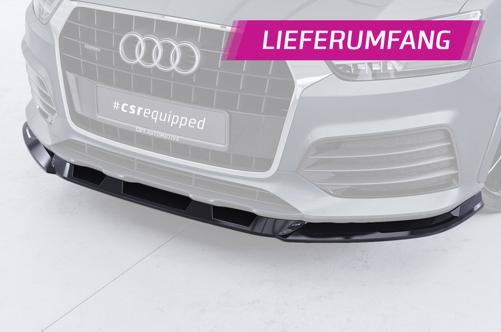 CSR Frontspoiler | Cup-Spoilerlippe mit ABE für Audi Q3 (8U) CSL570-S Strukturiert schwarz matt (keine Lackierung erforderlich)