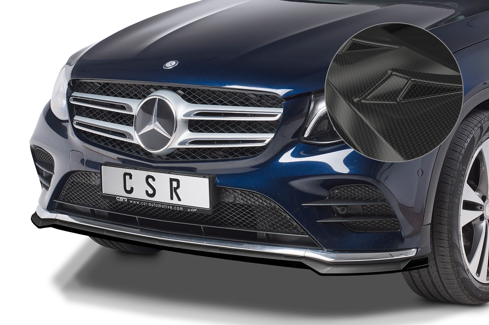 CSR Frontspoiler | Cup-Spoilerlippe mit ABE für Mercedes-Benz GLC (X253/C253) AMG-Line CSL571 Carbon Look Hochglanz (keine Lackierung erforderlich)