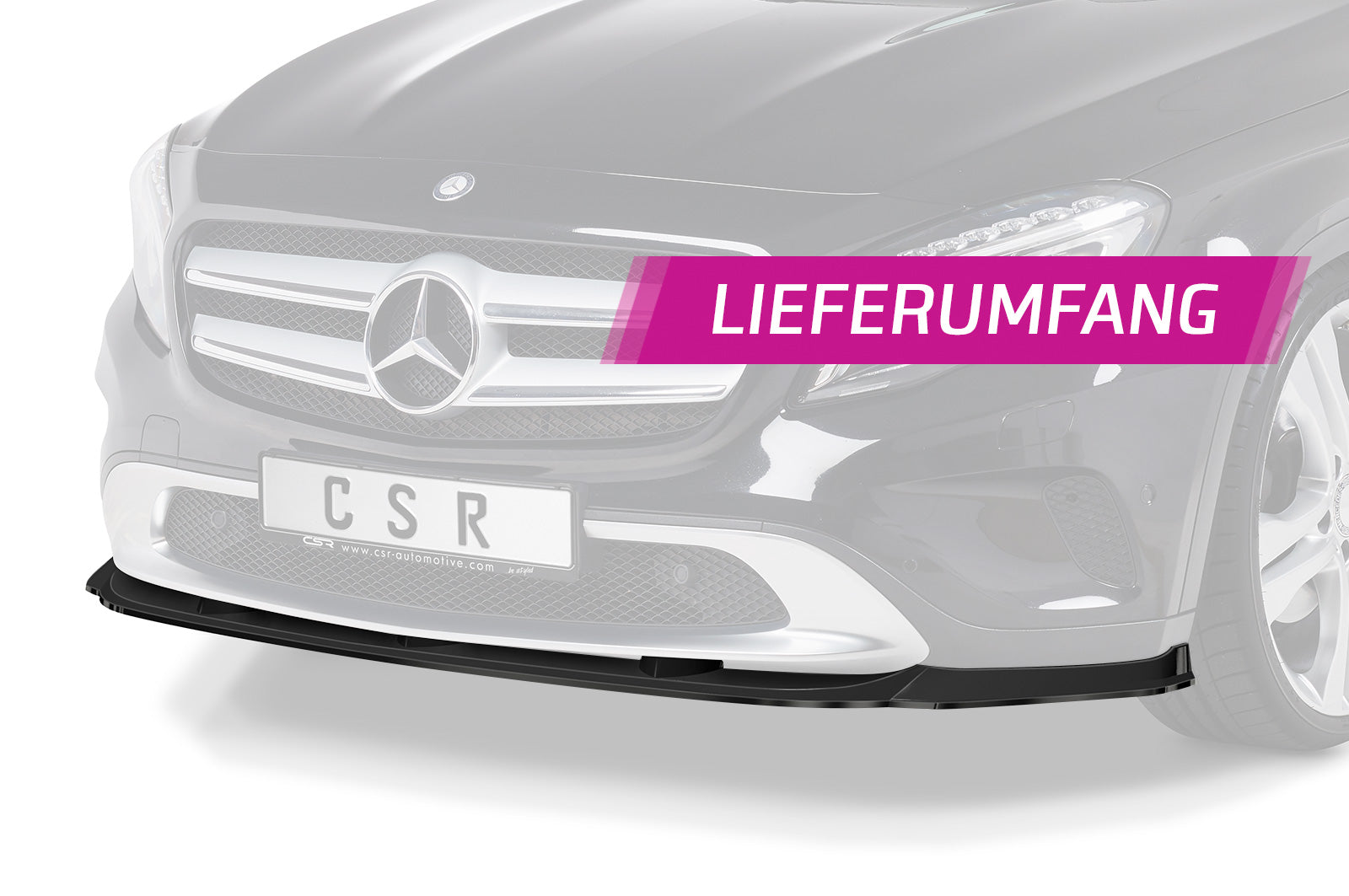 CSR Frontspoiler | Cup-Spoilerlippe mit ABE für Mercedes-Benz GLA (X156) CSL572-C Carbon Look Hochglanz (keine Lackierung erforderlich)