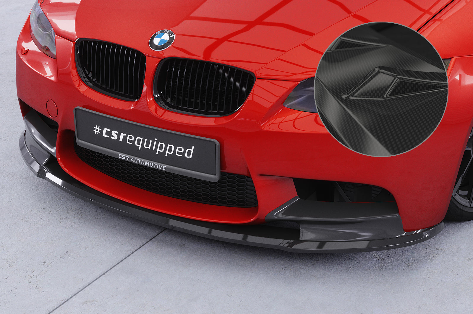 CSR Frontspoiler | Cup-Spoilerlippe mit ABE für BMW M3 E90/E92/E93 CSL579-C Carbon Look Hochglanz (keine Lackierung erforderlich)