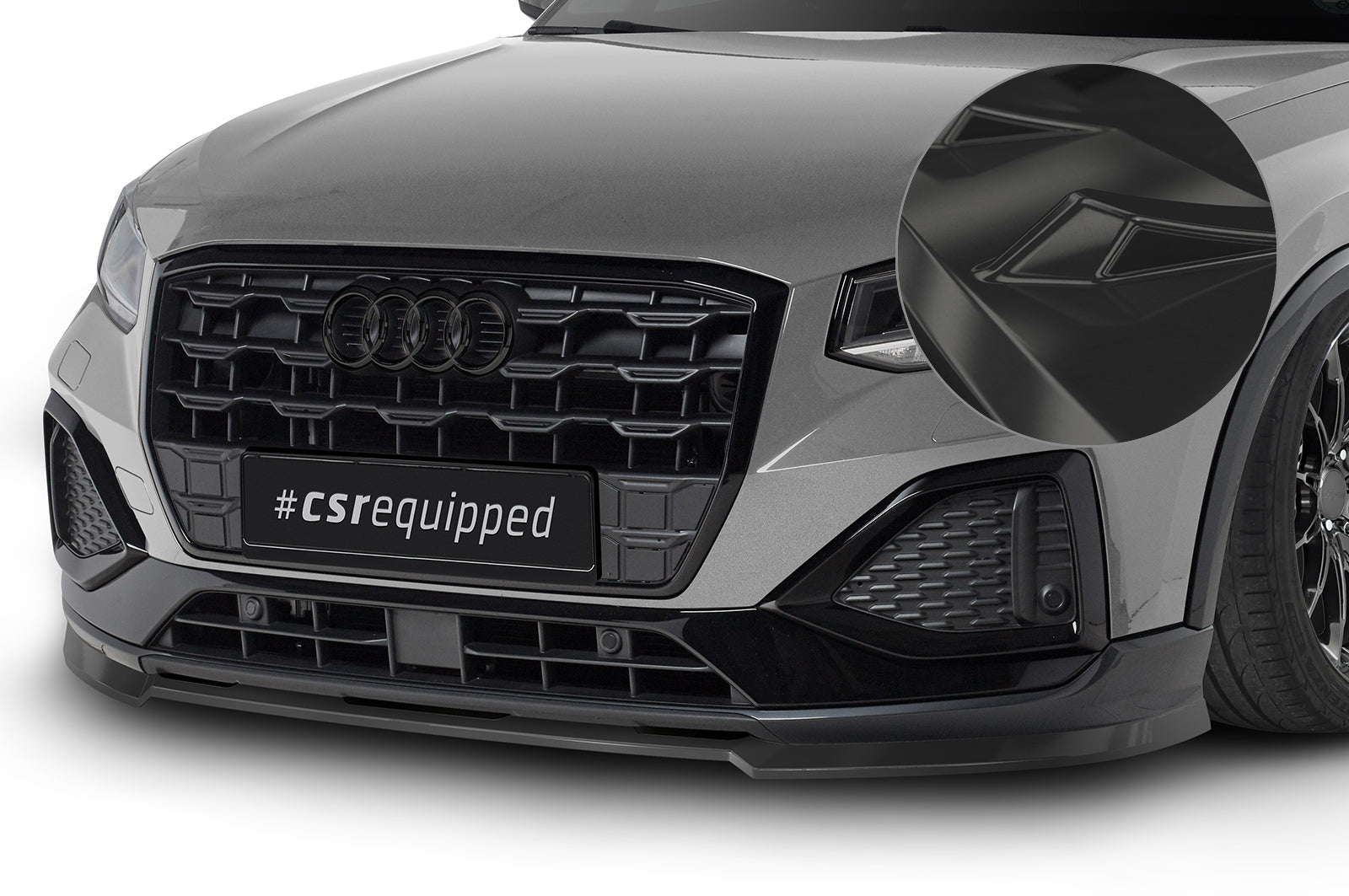 CSR Frontspoiler | Cup-Spoilerlippe mit ABE für Audi Q2 (GA) CSL580-G Glossy schwarz Hochglanz (keine Lackierung erforderlich)