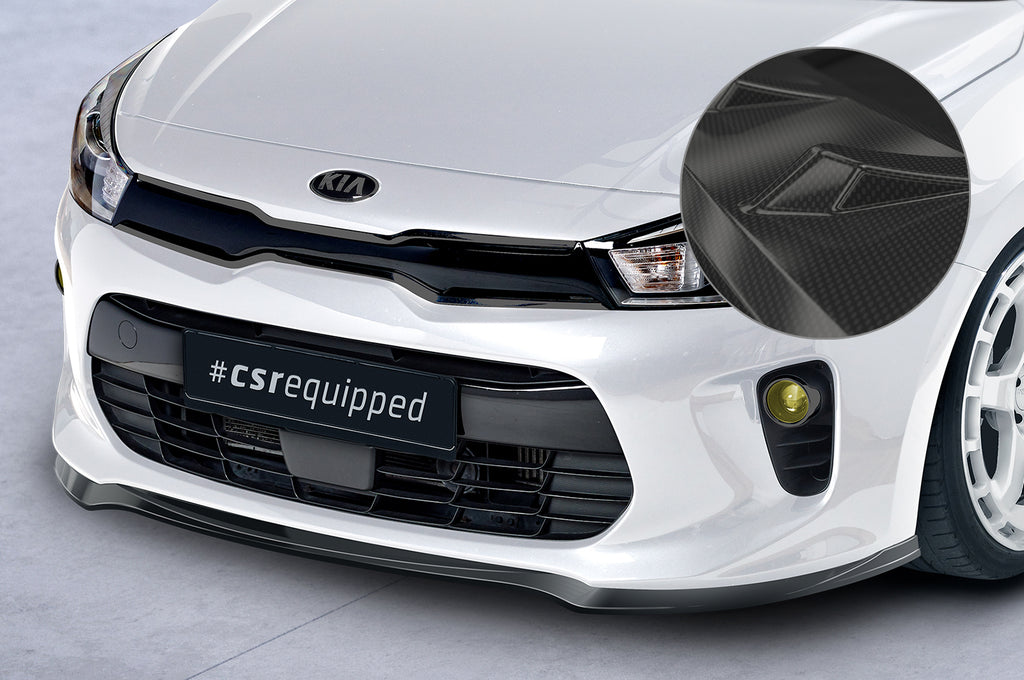 CSR Frontspoiler | Cup-Spoilerlippe mit ABE für Kia Rio 4 (YB) CSL585-C Carbon Look Hochglanz (keine Lackierung erforderlich)
