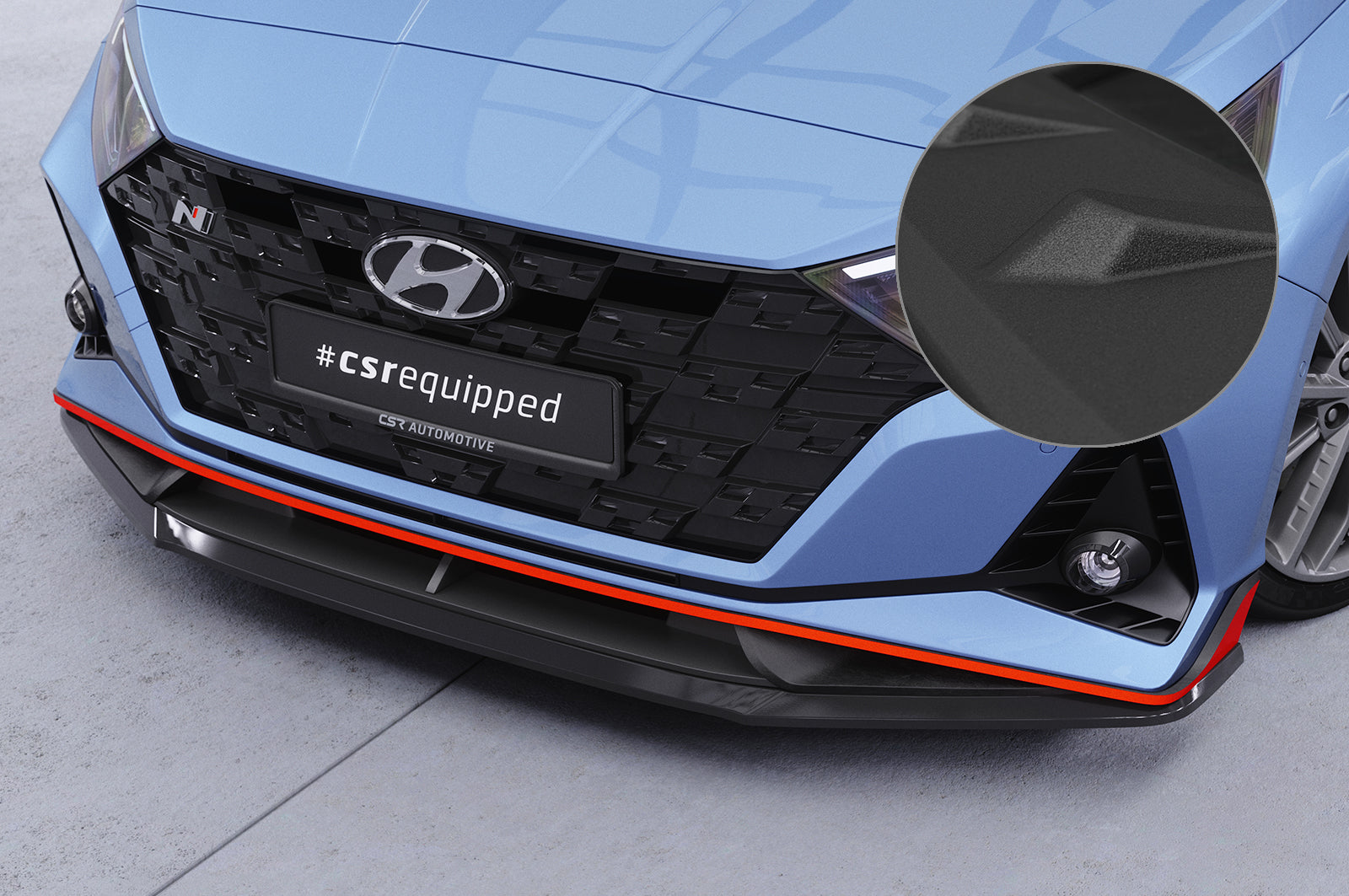 CSR Frontspoiler | Cup-Spoilerlippe mit ABE für Hyundai I20 (BC3) N / N-Line CSL588-S Strukturiert schwarz matt (keine Lackierung erforderlich)