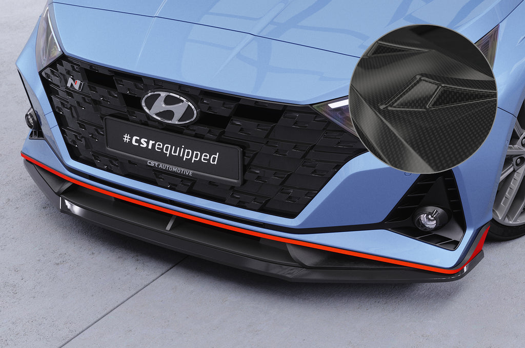 CSR Frontspoiler | Cup-Spoilerlippe mit ABE für Hyundai I20 (BC3) N / N-Line CSL588-C Carbon Look Hochglanz (keine Lackierung erforderlich)