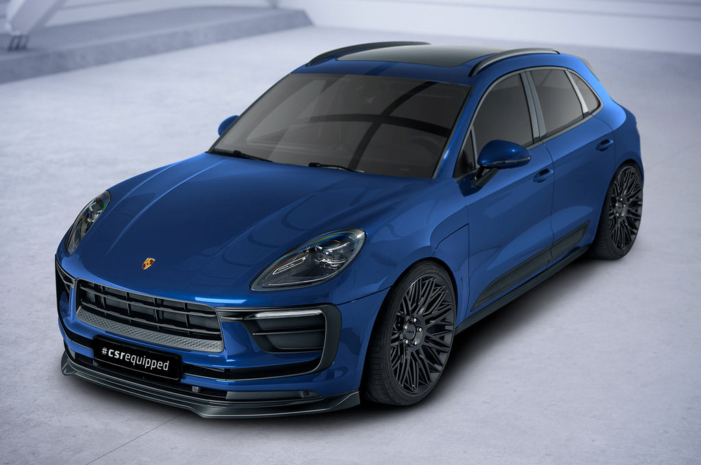 CSR Frontspoiler | Cup-Spoilerlippe mit ABE für Porsche Macan CSL608-C Carbon Look Hochglanz (keine Lackierung erforderlich)