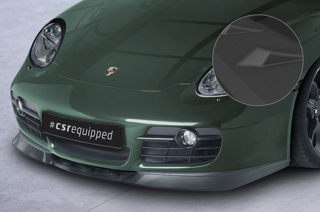 CSR Frontspoiler | Cup-Spoilerlippe mit ABE für Porsche 987c Cayman CSL609-S Strukturiert schwarz matt (keine Lackierung erforderlich)