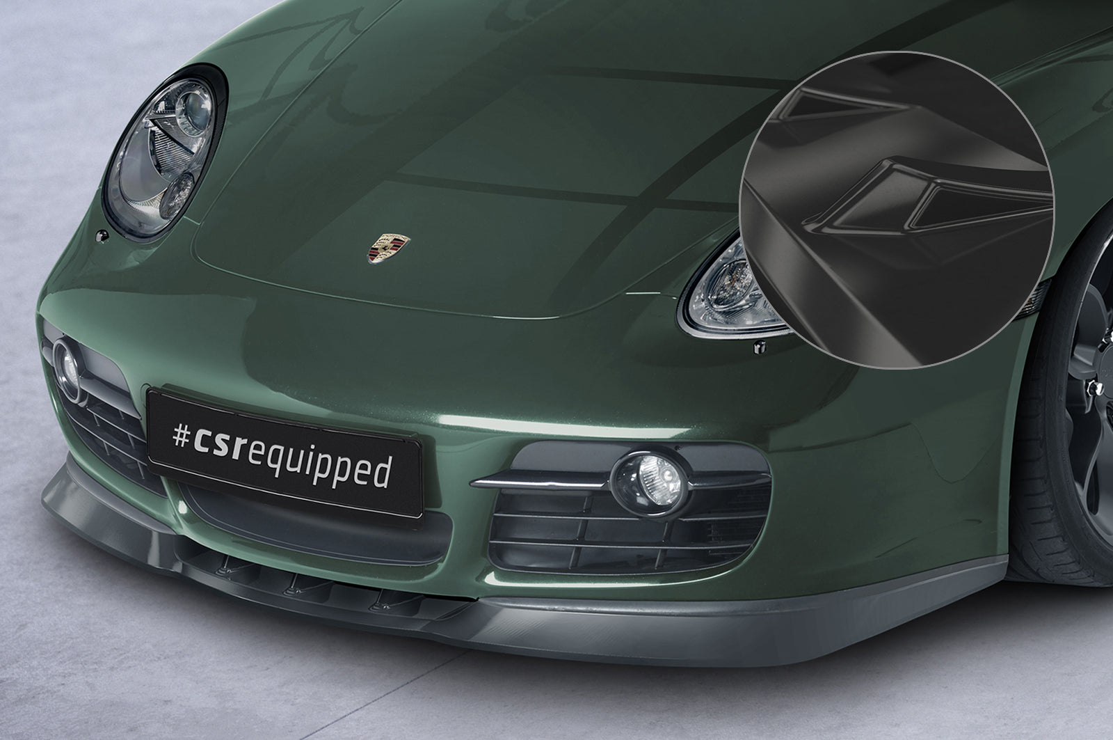 CSR Frontspoiler | Cup-Spoilerlippe mit ABE für Porsche 987c Cayman CSL609-G Glossy schwarz Hochglanz (keine Lackierung erforderlich)
