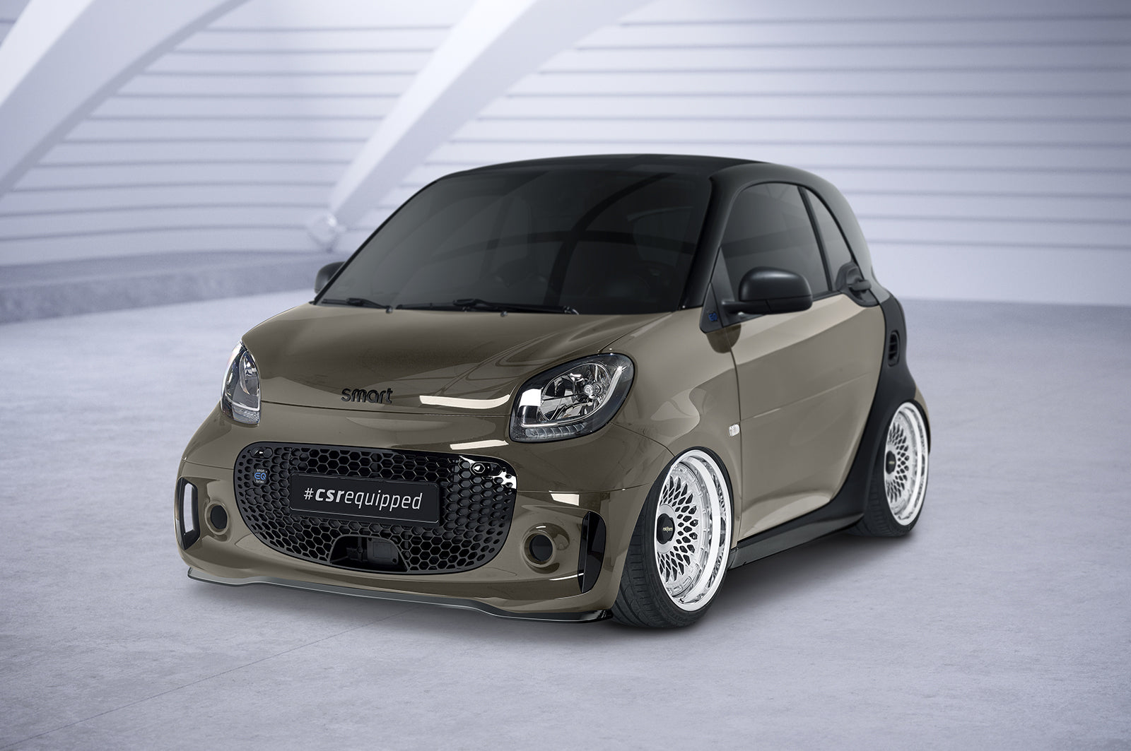 CSR Frontspoiler | Cup-Spoilerlippe mit ABE für Smart EQ fortwo (fortwo 453) CSL610-C Carbon Look Hochglanz (keine Lackierung erforderlich)