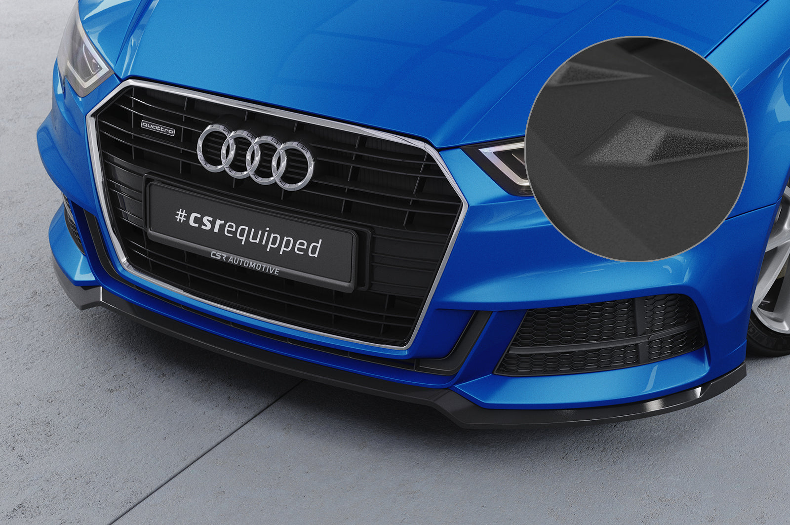 CSR Frontspoiler | Cup-Spoilerlippe mit ABE für Audi A3 S-Line / S3 8V CSL612-S Strukturiert schwarz matt (keine Lackierung erforderlich)