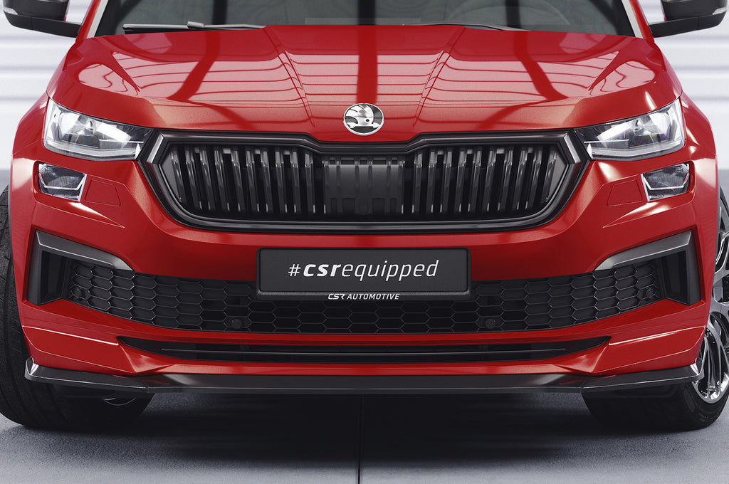 CSR Frontspoiler | Cup-Spoilerlippe mit ABE für Skoda Kodiaq CSL614-C Carbon Look Hochglanz (keine Lackierung erforderlich)