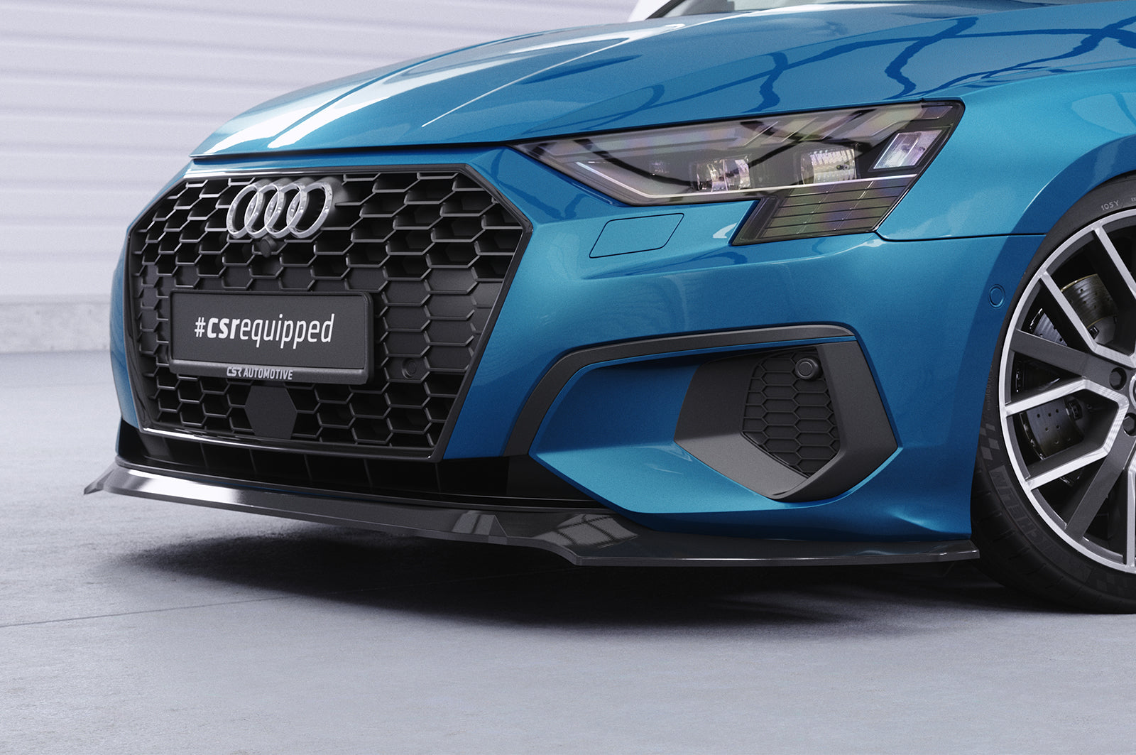 CSR Frontspoiler | Cup-Spoilerlippe mit ABE für Audi A3 8Y Limousine CSL616-C Carbon Look Hochglanz (keine Lackierung erforderlich)