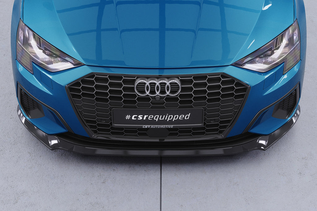 CSR Frontspoiler | Cup-Spoilerlippe mit ABE für Audi A3 8Y Limousine CSL616-C Carbon Look Hochglanz (keine Lackierung erforderlich)