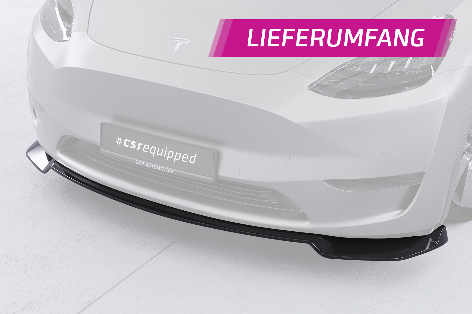 CSR Frontspoiler | Cup-Spoilerlippe mit ABE für Tesla Model Y CSL620-G Glossy schwarz Hochglanz (keine Lackierung erforderlich)