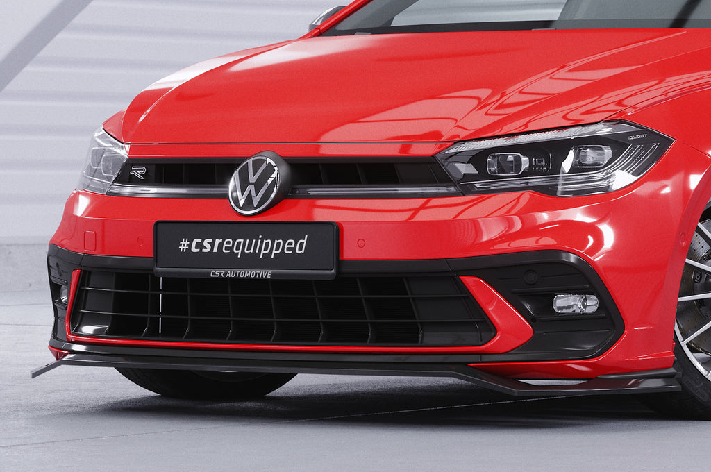 CSR Frontspoiler | Cup-Spoilerlippe mit ABE für VW Polo 6 2G (Typ AW) GTI / R-Line CSL622-C Carbon Look Hochglanz (keine Lackierung erforderlich)