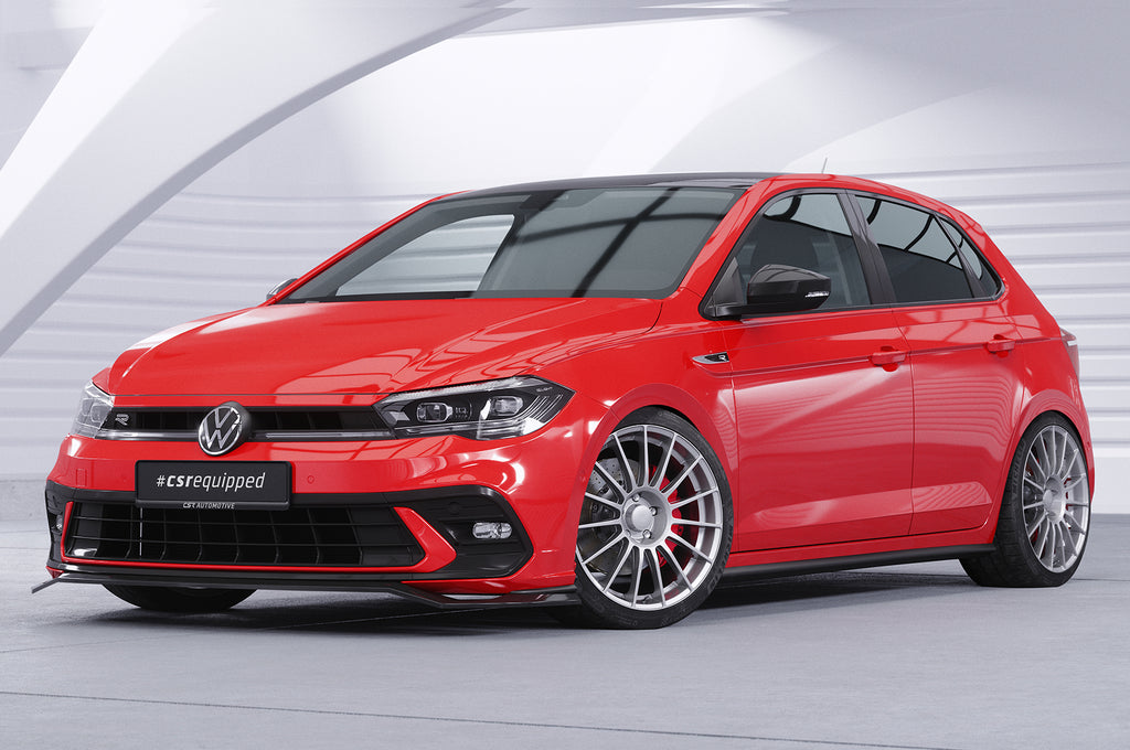 CSR Frontspoiler | Cup-Spoilerlippe mit ABE für VW Polo 6 2G (Typ AW) GTI / R-Line CSL622-C Carbon Look Hochglanz (keine Lackierung erforderlich)
